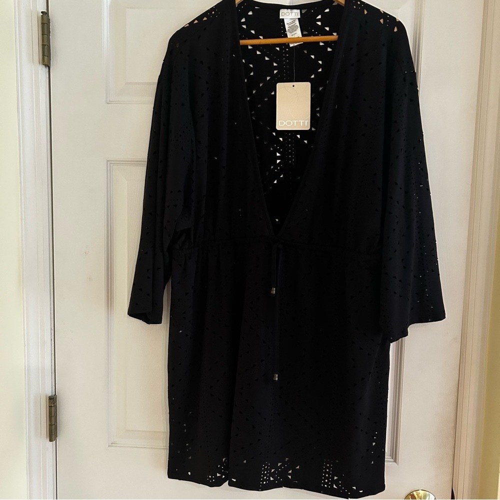 NWT DOTTI for Soma Mayan Diamond Laser Cut Tunic Coverup in Black - Picture 6 of 13